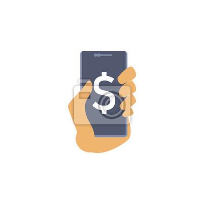 Banque en ligne dans l icone de couleur de telephone mobile element de banquiers pour concept mobile et applications web banque en ligne detaillee dans l icone de couleur de teleph
